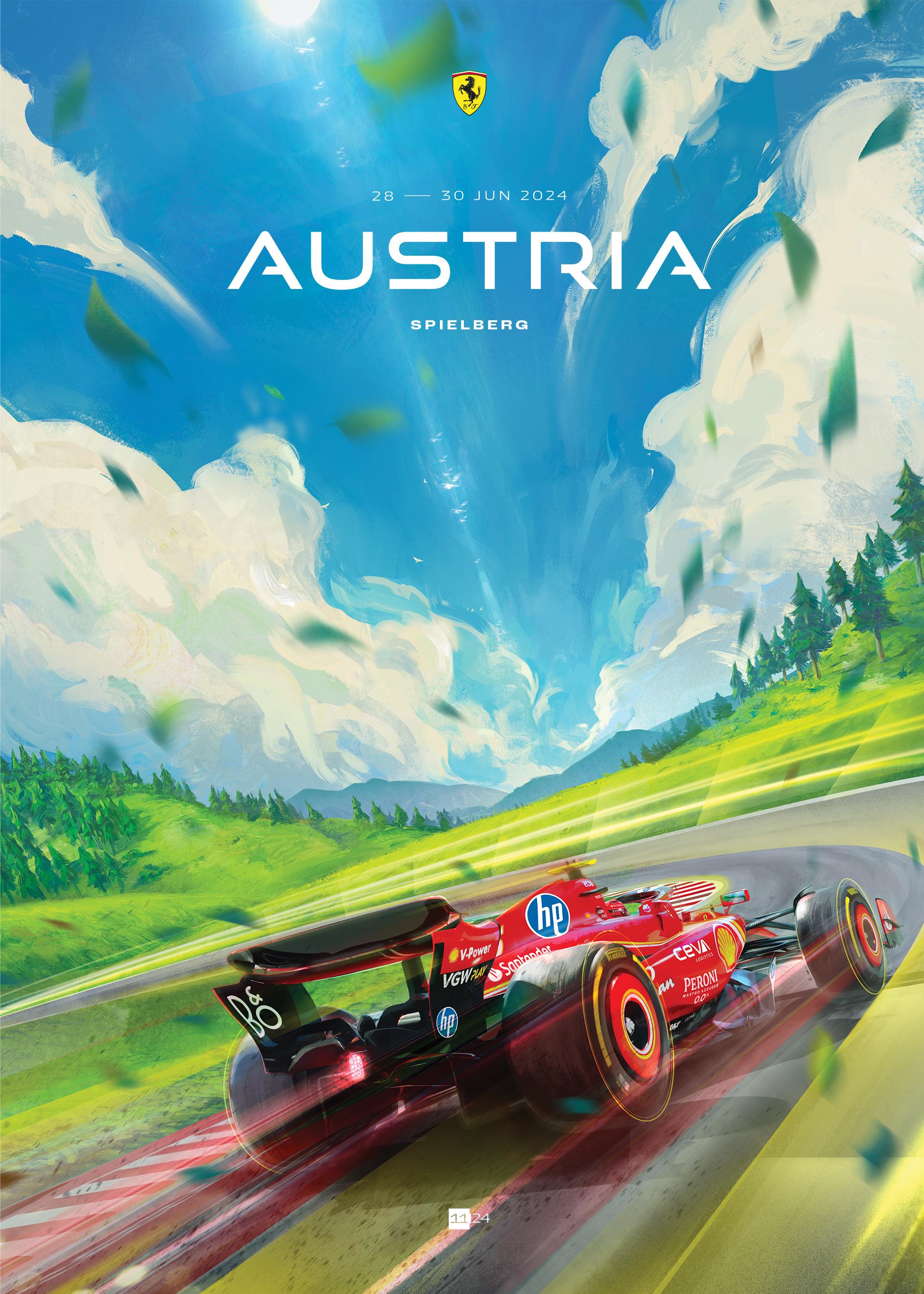 Ferrari 2024 Austria Grand Prix cover art poster — part of full season set